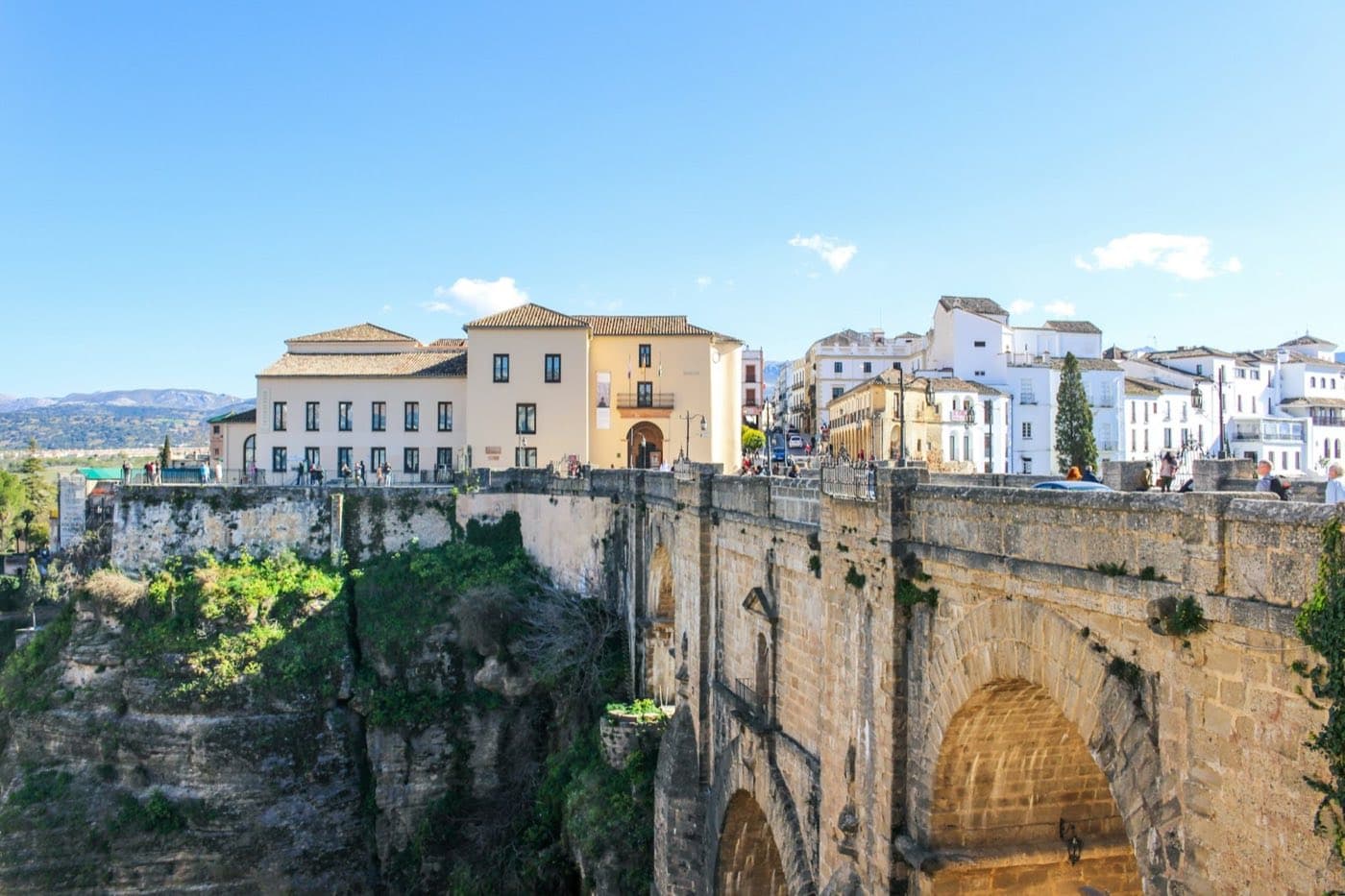 Ronda's Puente Nuevo spanning the Tajo gorge, with the town's white houses perched on the cliff edge