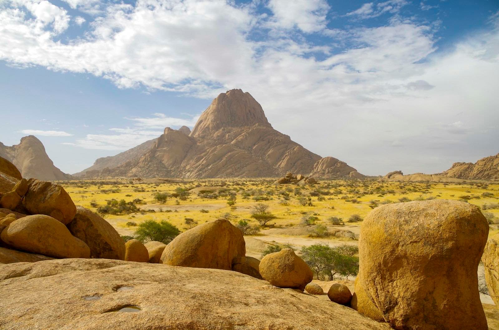 The granite peak of Spitzkoppe rising from the Damaraland plain