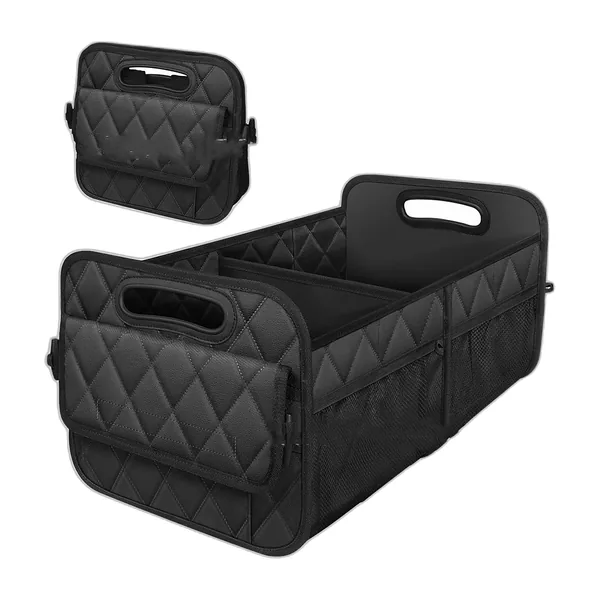 Organiseur de coffre pliable noir à compartiments et poches en filet