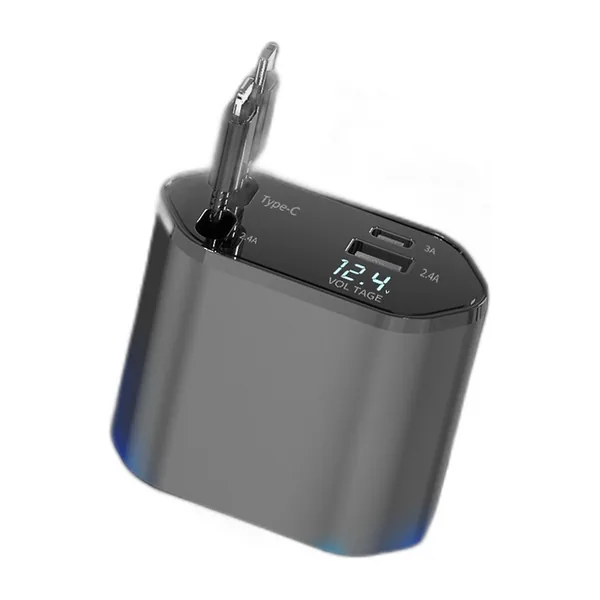 4-in-1 car charger with two retractable USB-C cables — 2