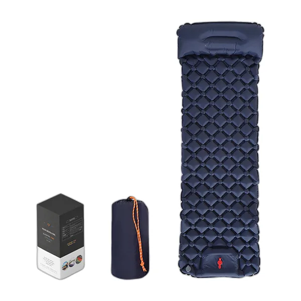 Inflatable camping mattress 190 × 60 cm with pillow and built-in pump — photo 2