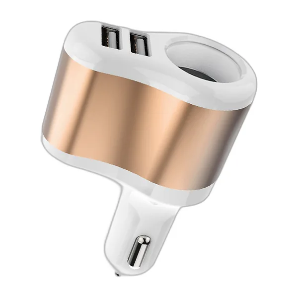 Gold cigarette-lighter splitter with two USB ports