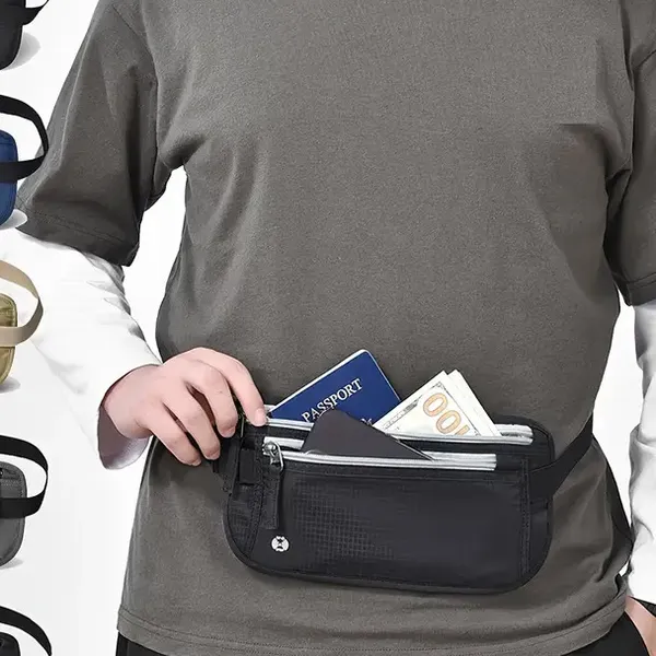 Money belt worn at the waist, passport inside