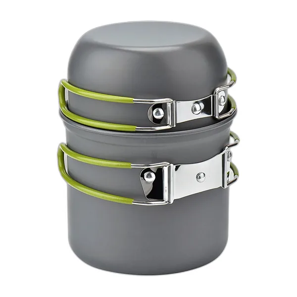 Aluminium camping cook set for 2 with mini stove and cutlery — photo 2