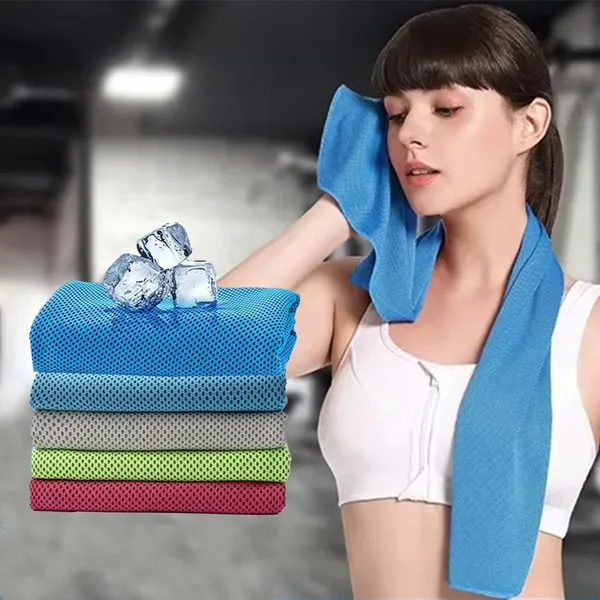 Cooling towel worn around the neck