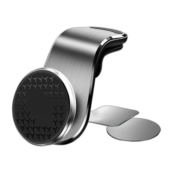 Gunmetal magnetic air-vent phone mount with metal plates